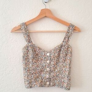 Abercrombie & Fitch Floral Tank Top - Cream and Brown